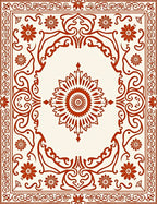 Intricate Red Floral Scroll Medallion Rug
