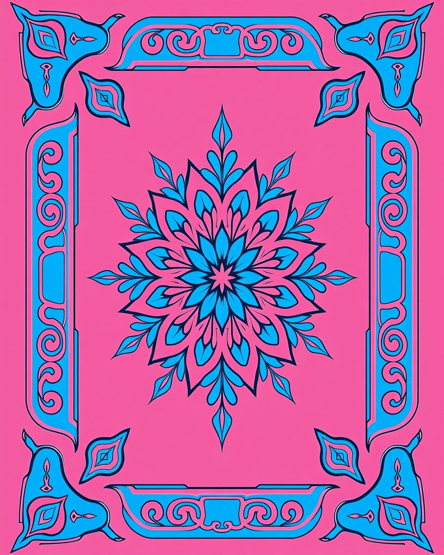Bold Geometric Floral Pattern Rug