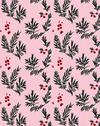 Pink Sprig Berries Foliage Rug