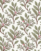 Botanical Branch With Pink Berries Pattern Rug