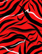 Bold Red Black Abstract Brushstrokes Rug