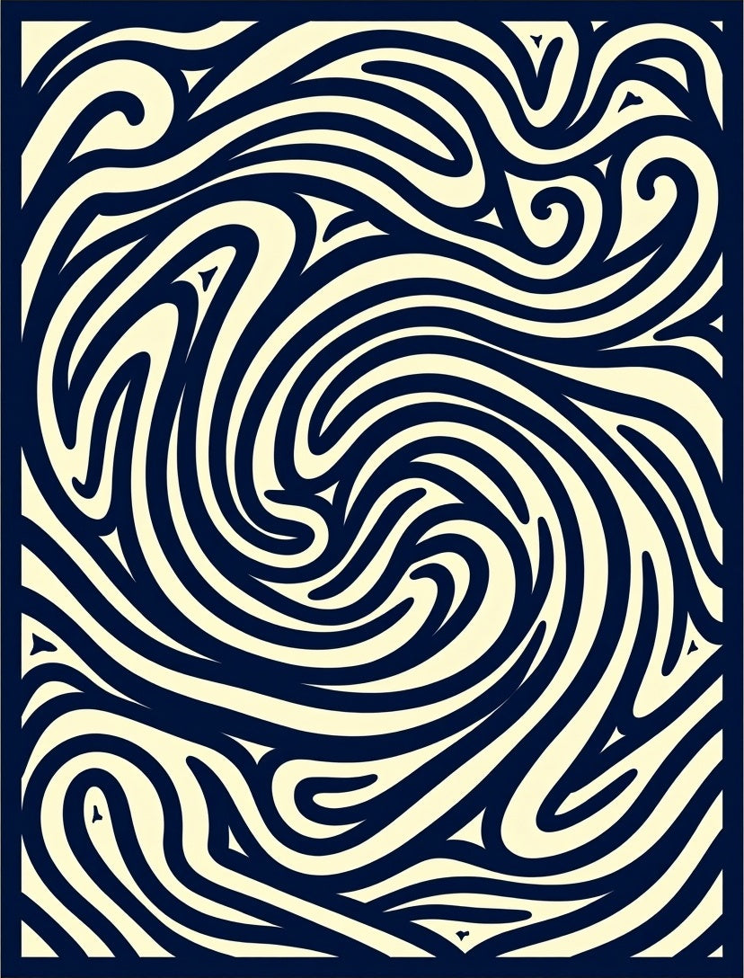 Swirling Ink And Cream Abstract Design Rug