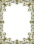 Ornate Floral Scroll Border Design Rug