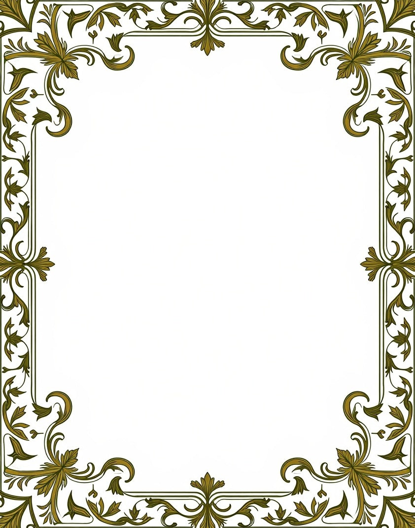 Ornate Floral Scroll Border Design Rug