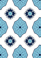 Floral Medallion Blue White Pattern Rug