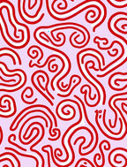 Crimson Swirls on Lavender Field Rug