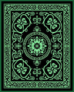 Art Deco Style Floral Border Rug