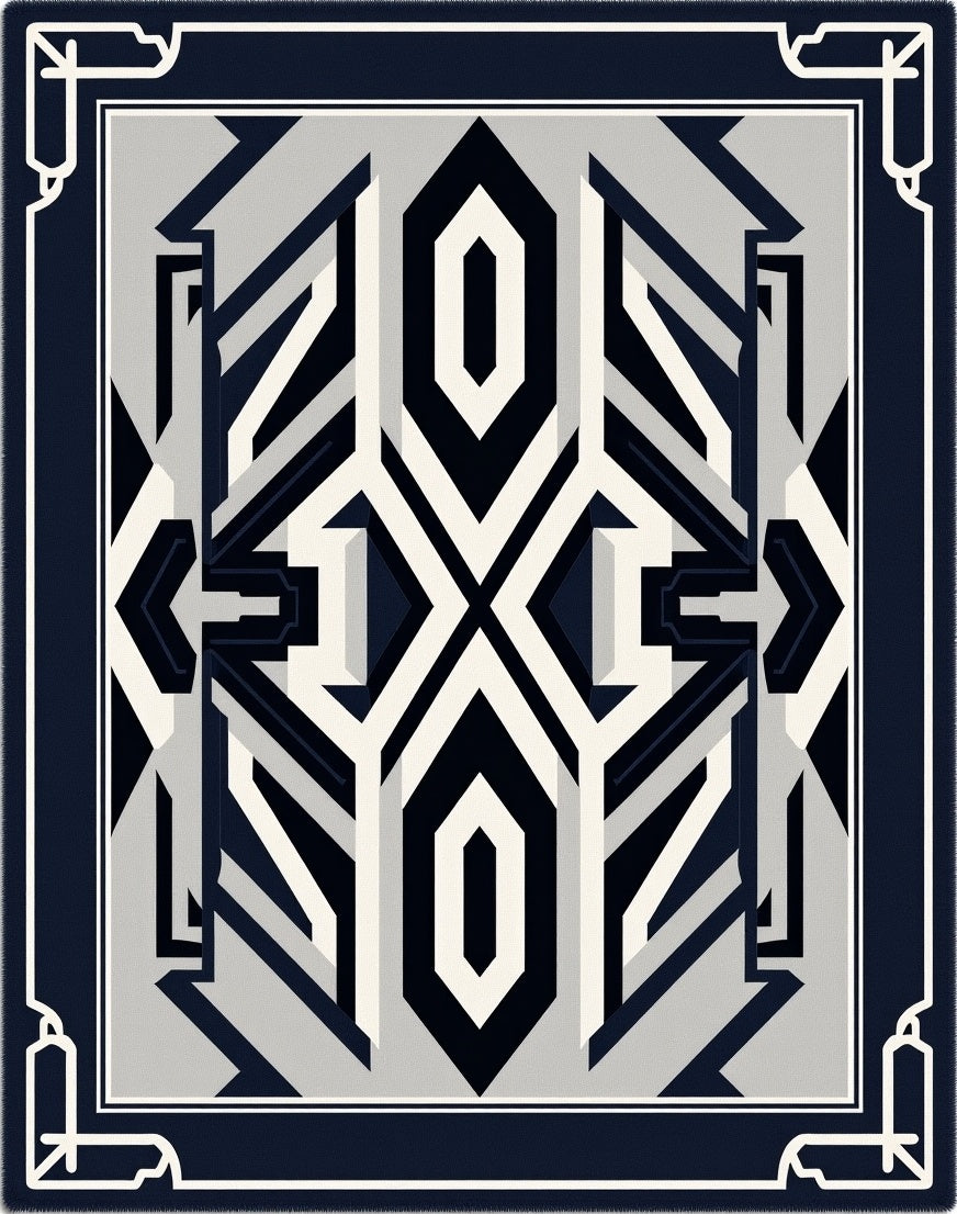 Monochromatic Geometric Art Deco Rug