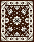 Brown Cream Floral Medallion Design Rug