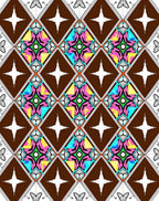 Colorful Diamond Star Pattern Rug