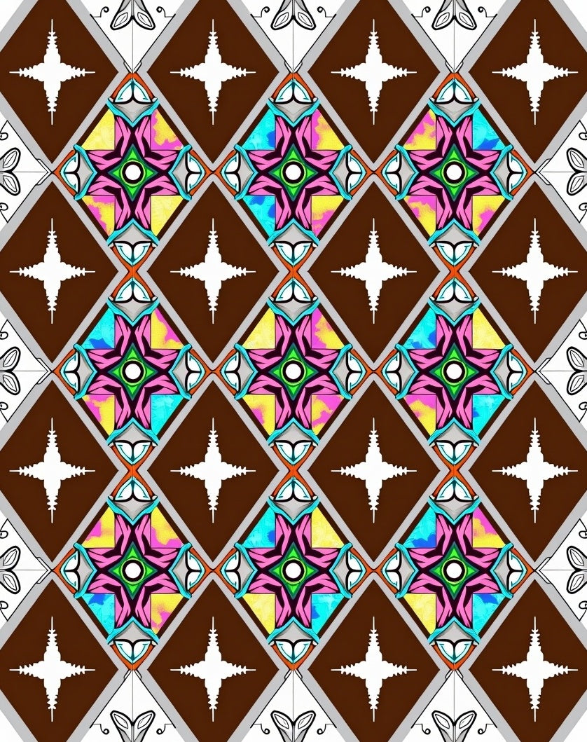 Colorful Diamond Star Pattern Rug