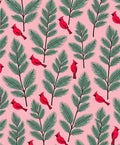 Pink Cardinal Pine Branch Whimsical Rug