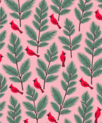 Pink Cardinal Pine Branch Whimsical Rug