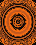 Vibrant Orange Black Mandala Pattern Rug