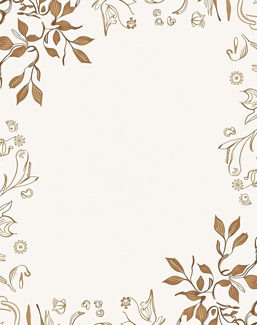 Elegant Brown Leafy Vine Pattern Rug