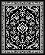 Classic Black White Floral Damask Design Rug