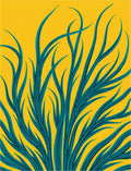 Abstract Teal Yellow Grass Pattern Rug