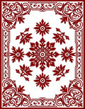 Statement Red Floral Medallion Border Rug