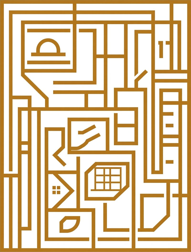 Geometric Puzzle Style Abstract Design Rug