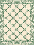 Ornate Cream Green Diamond Border Rug