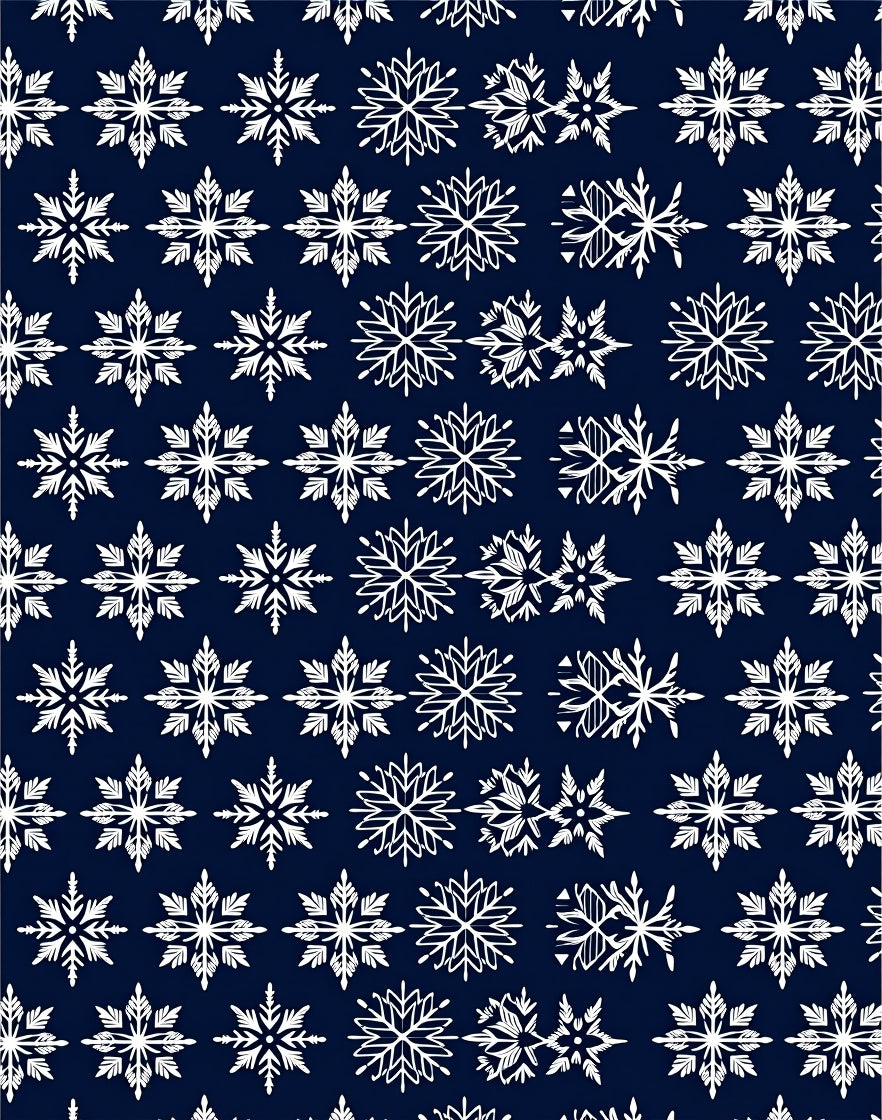 White Snowflake Patterned Navy Rug