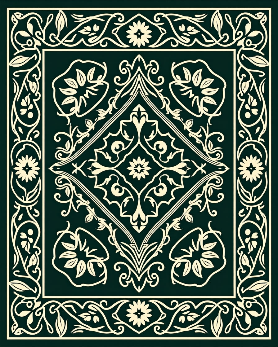 Ornate Floral Vine Decorative Rug