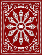 Crimson Sunburst Radial Border Rug