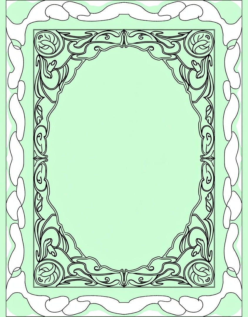 Art Nouveau Scrollwork Botanical Frame Rug