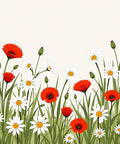 Wildflower Meadow Red Daisy Design Rug