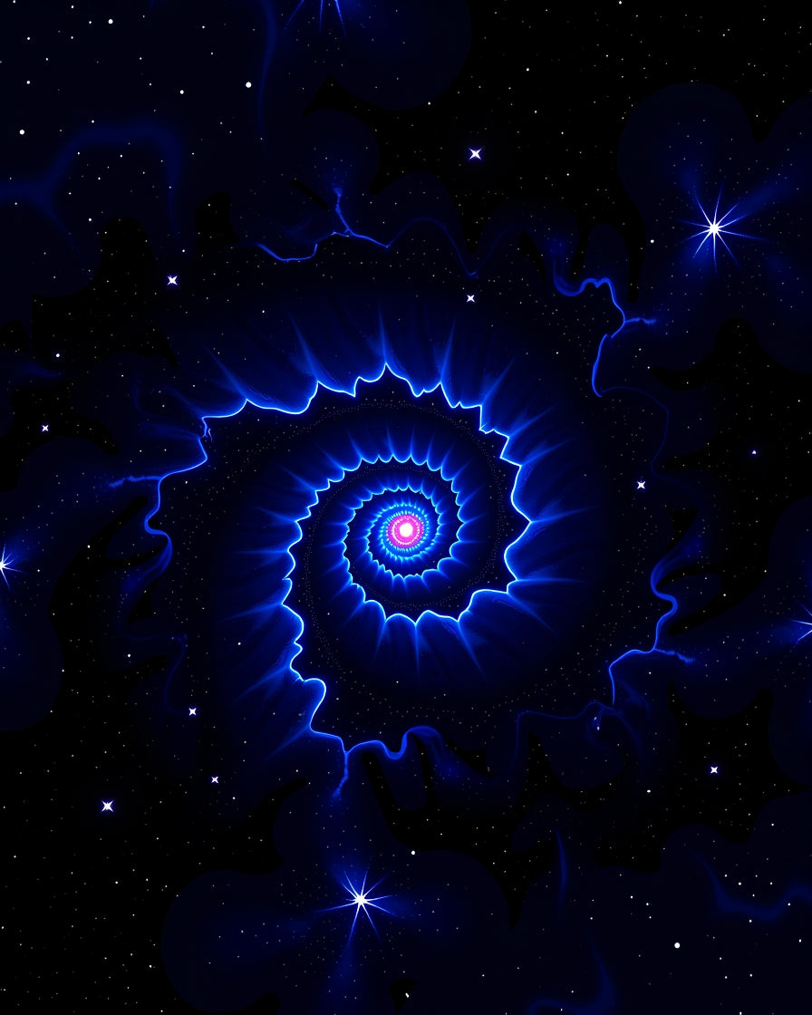 Cosmic Blue Spiral Starscape Rug