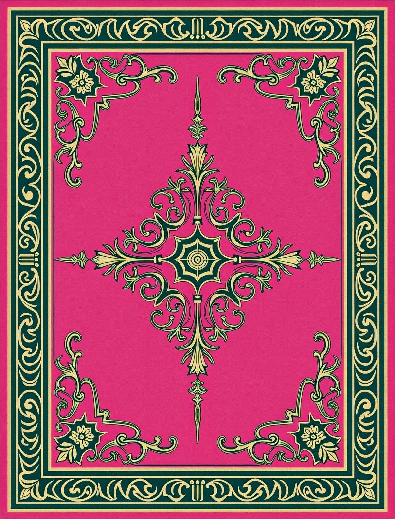 Pink Floral Scrollwork Pattern Rug