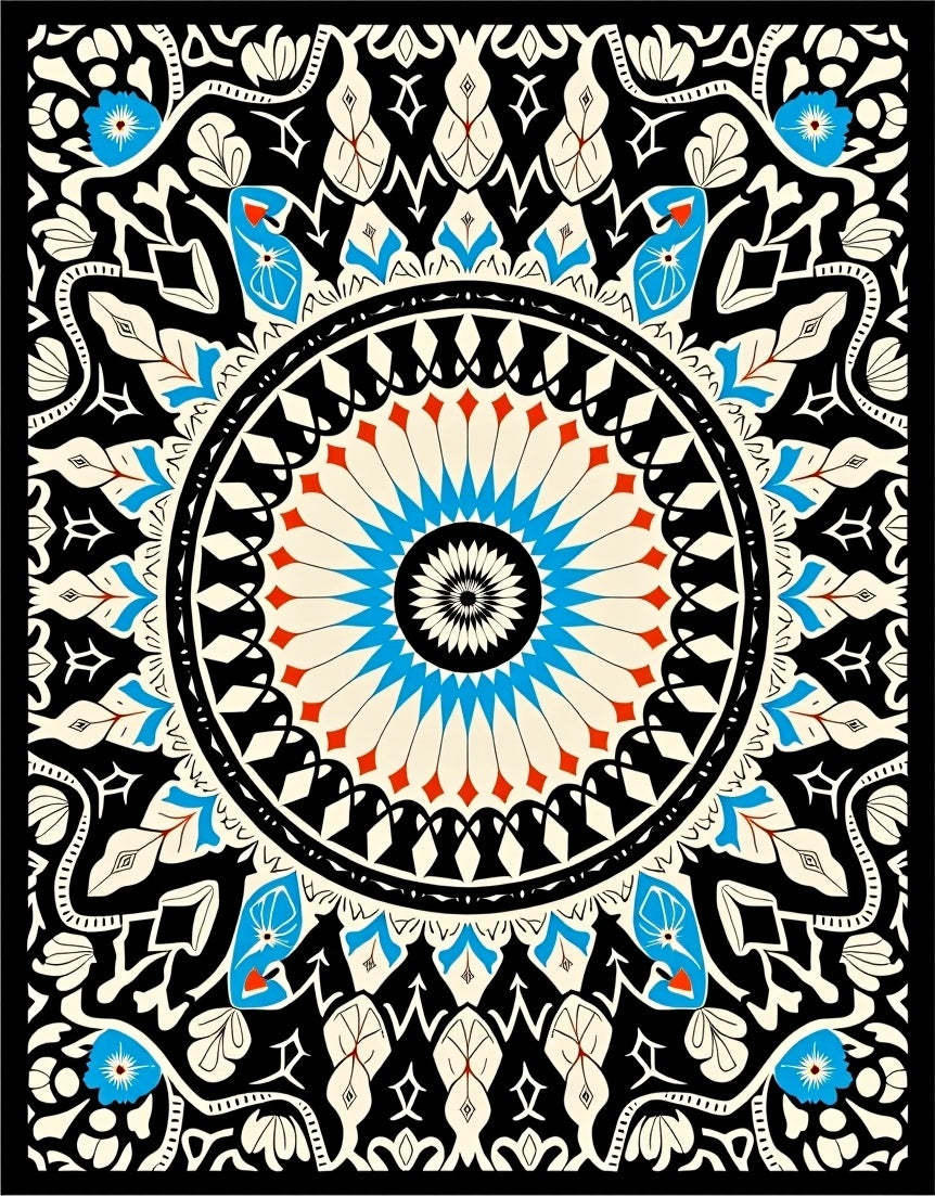 Bold Floral Mandala Pattern Rug