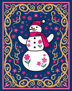 Whimsical Snowman Pink Floral Border Rug