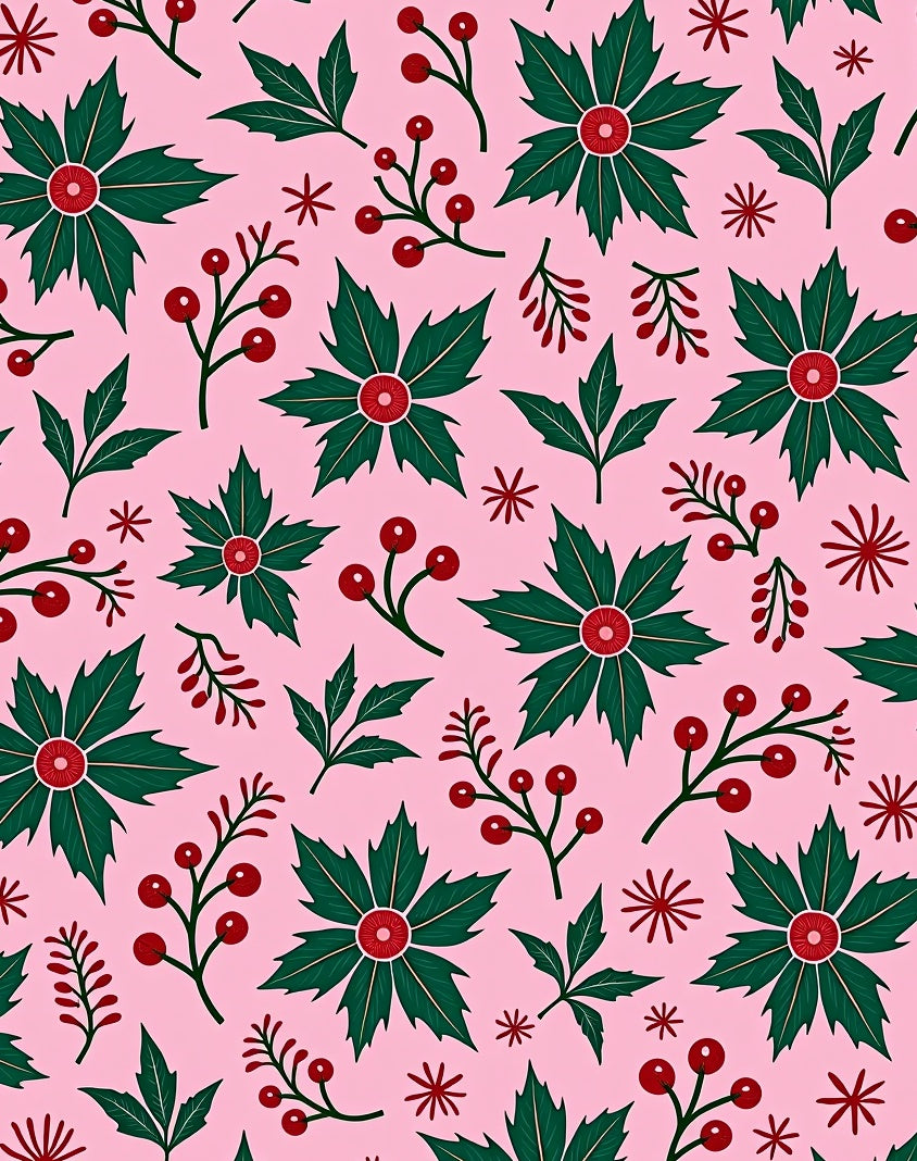Festive Holly Berry Branch Collage Rug
