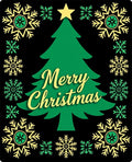 Green Festive Christmas Tree Snowflake Border Rug