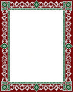Rich Red Green Floral Border Rug