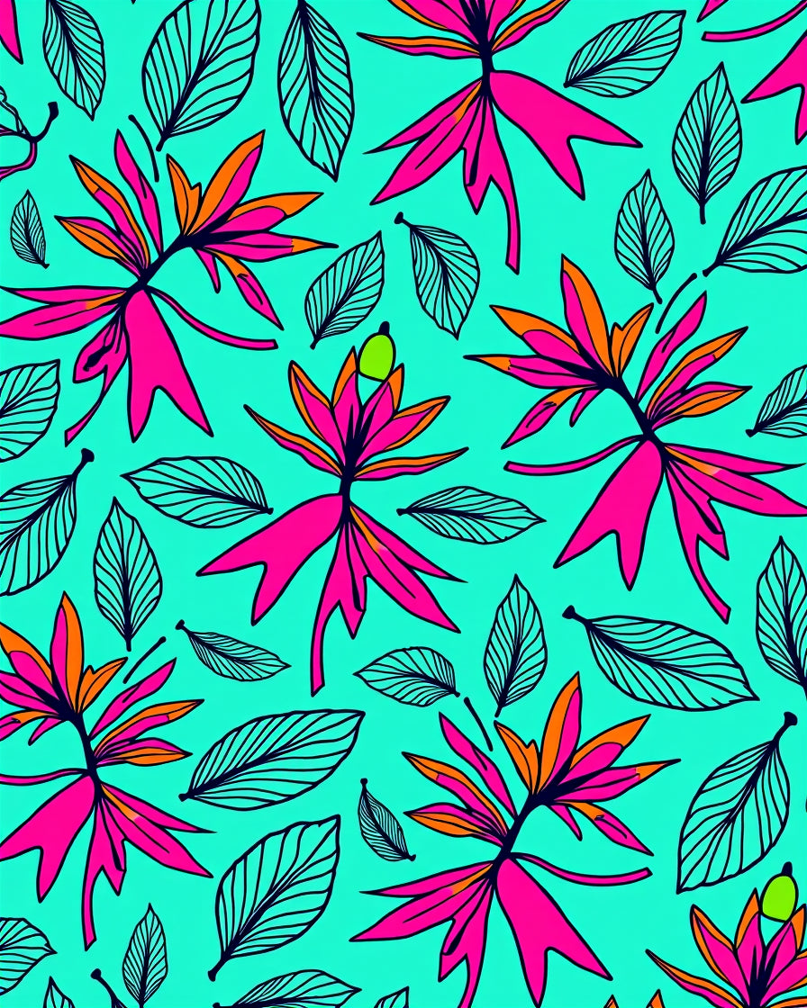 Tropical Orchid Leaf Pattern Rug