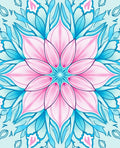 Pink and Turquoise Lotus Mandala Design Rug