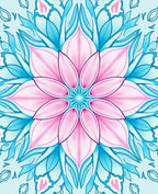 Pink and Turquoise Lotus Mandala Design Rug