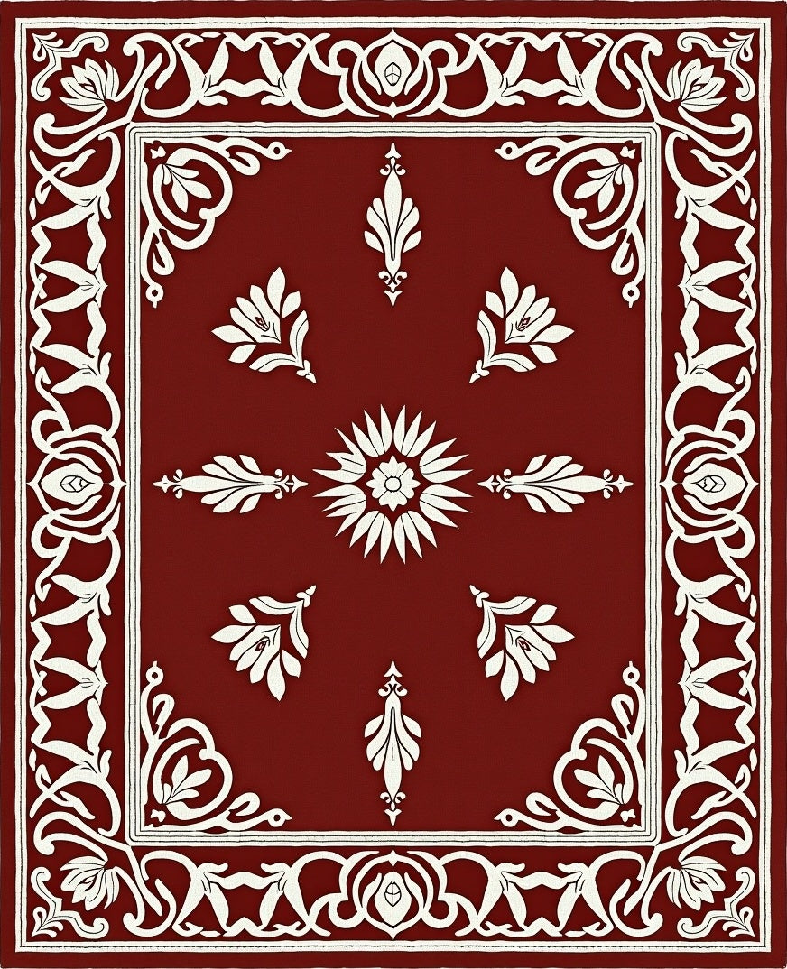 Elegant Floral Medallion Bordered Design Rug