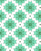 Aqua Floral Patterned Tile Rug