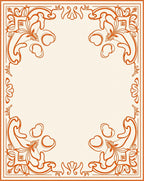 Elegant Orange Floral Scroll Border Rug