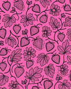 Pink Strawberry Vine Floral Pattern Rug