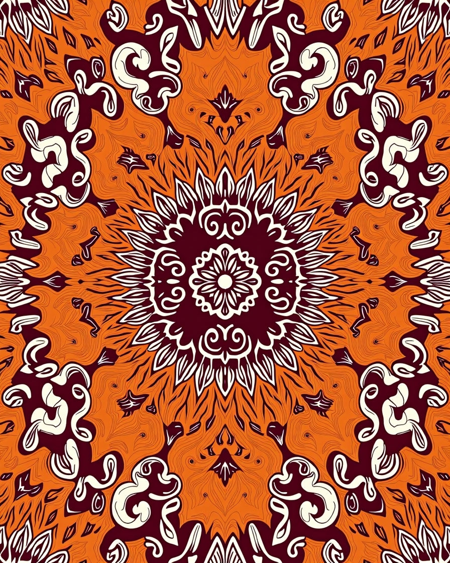 Bold Intricate Orange Floral Mandalas Rug