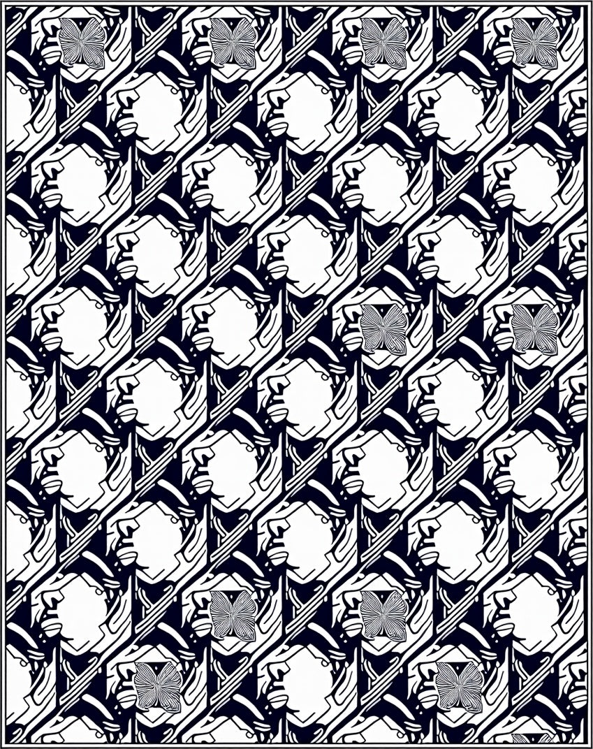 Bold Butterfly And Face Motif Rug