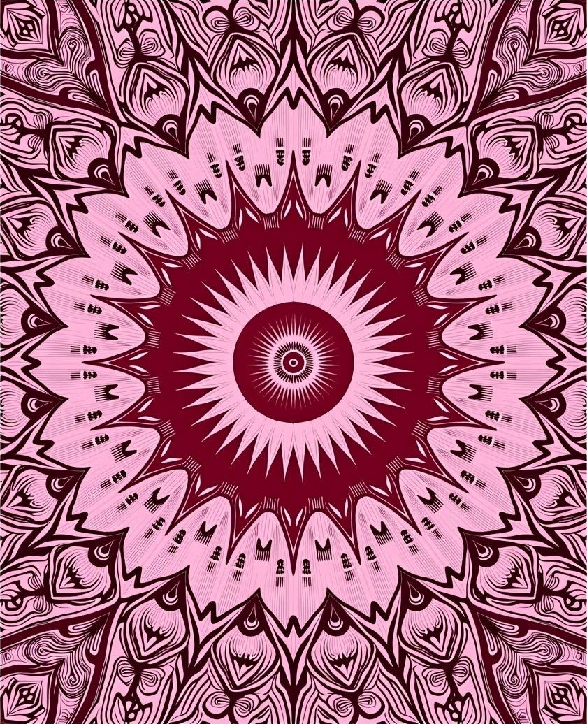 Pink Mandala Patterned Floral Rug