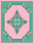 Fancy Teal Floral Frame Design Rug