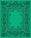 Art Nouveau Black Green Floral Design Rug