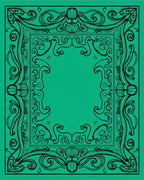 Art Nouveau Black Green Floral Design Rug