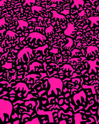 Hot Pink Animal Silhouette Pattern Rug